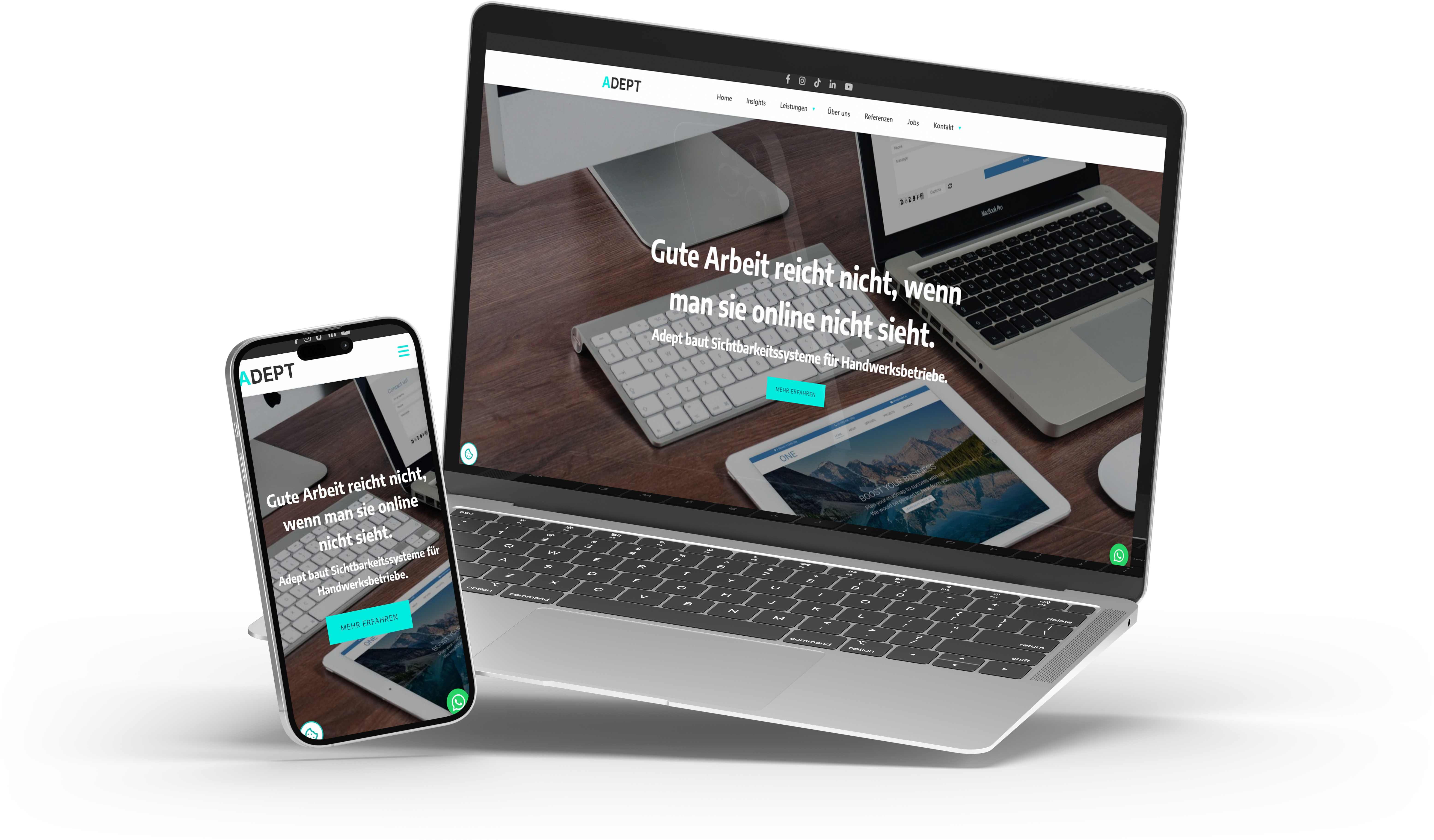 Website auf verschiedenen Geräten